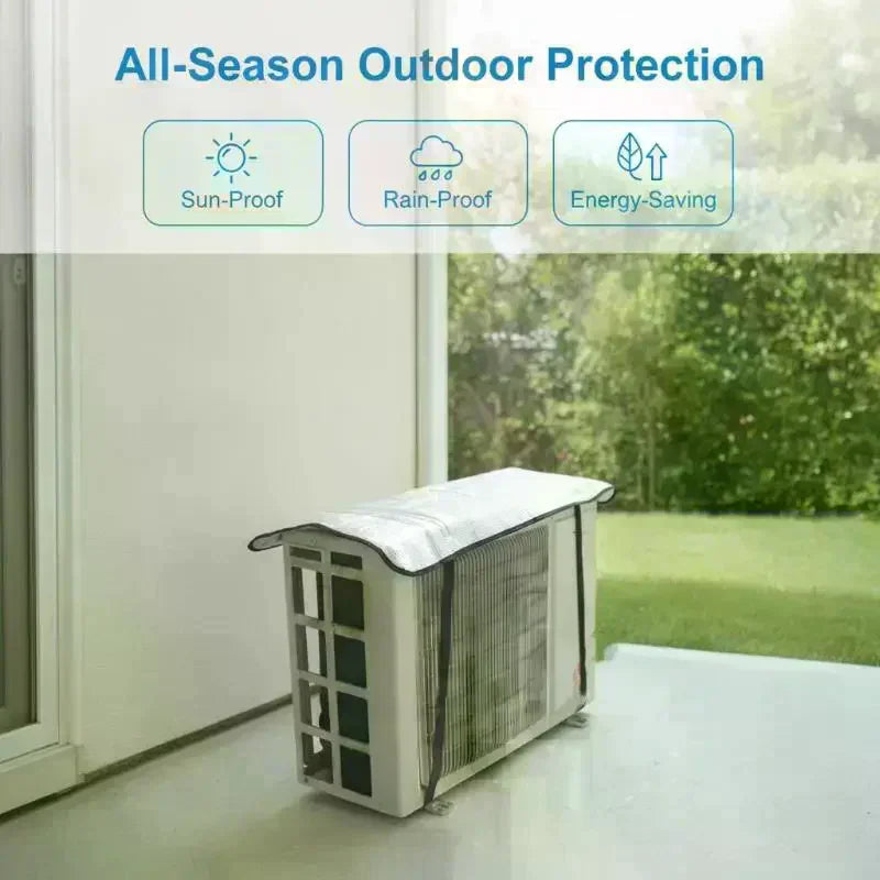 Outdoor Air Conditioner Cover Rainproof Sun Resistant Aluminum Foil Dust Cover With Elastic Band Lifting Loop Qme