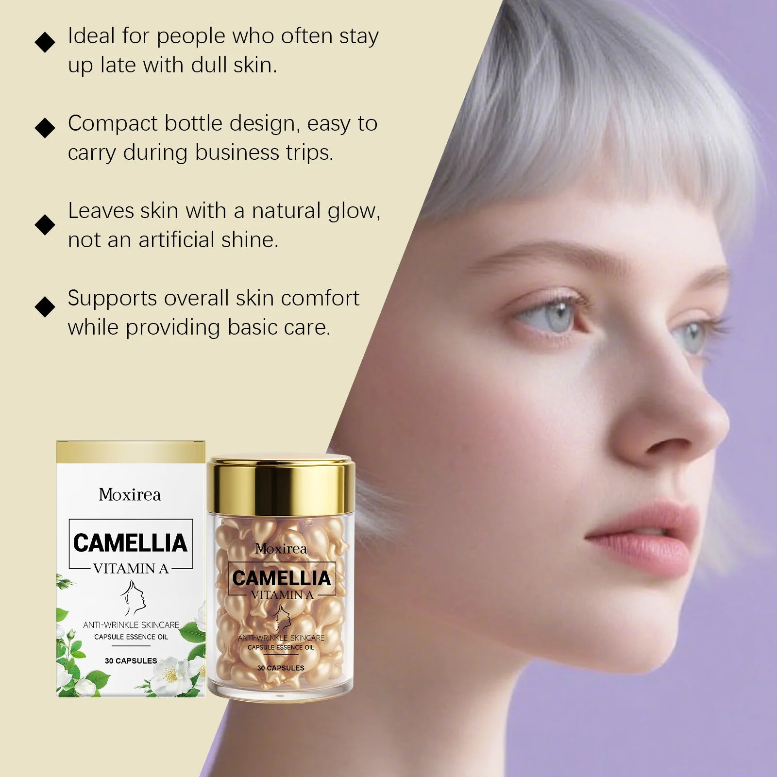 Vitamin A Facial Serum for Glowing Skin Rough Dull Repair Essence Reduce Pigmentation Nourish Brighten Face Moisturizing Capsule Qme