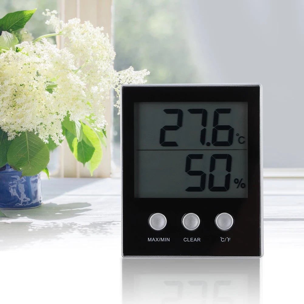 LCD Digital Thermometer Hygrometer Indoor Temperature Humidity Monitor Gauge Meter for Home Office Room Environment Control Qme