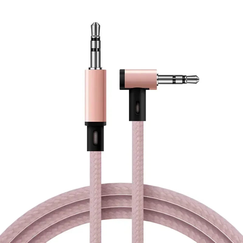 10PCS 3.5mm Cable Audio AUX Car Elbow Mobile Phone PC Hardware & Adapters Qme Pink 1m