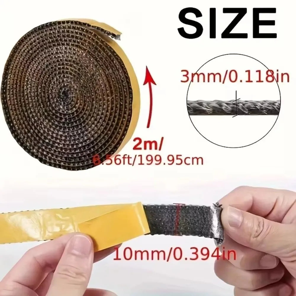 Self Adhesive Fireplace Seal Rope Heat Resistant Fiberglass Wood Stove Gasket Tape Flat Stove Sealing Rope Pellet Stove Qme