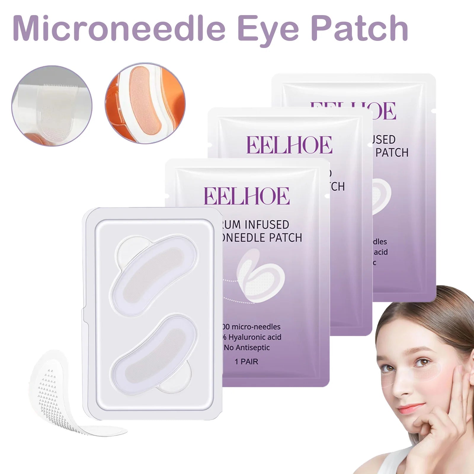 0.25mm Collagen Microneedle Eye Patch Anti-Wrinkle Soluble Micro-needle Eye Mask For Dark Eye Circle Moisturizing Under Eye Skin Qme