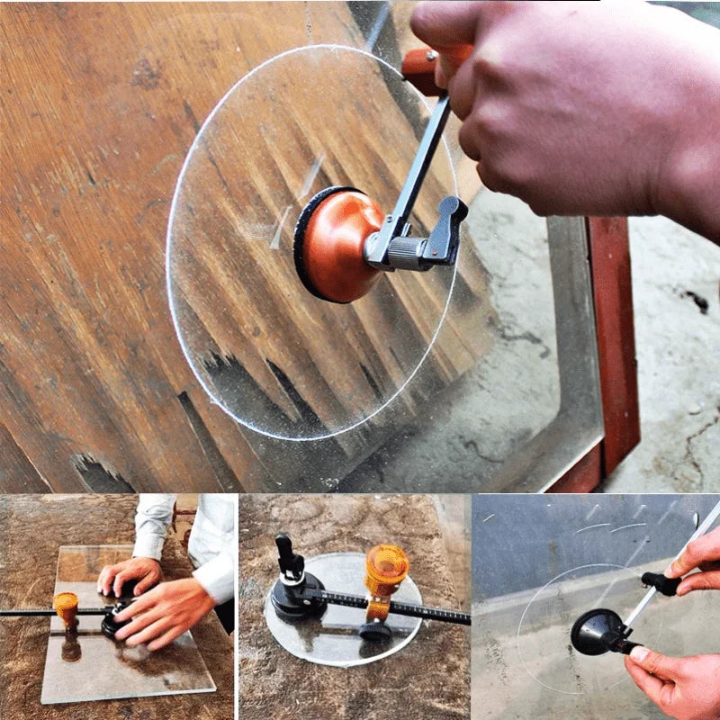 Adjustable Glass Circle Cutter With Suction Cup, Professional Round Glass Cutting Tool For Mirror Tile DIY Art Hole Opening Qme