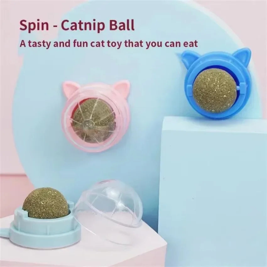 Rotating Catnip Ball Cat Shaped Pet Grinding Toy Interactive Licking Cats Scratch Ready To Eat Toy Ball Pet Supplies Wholesale Qme