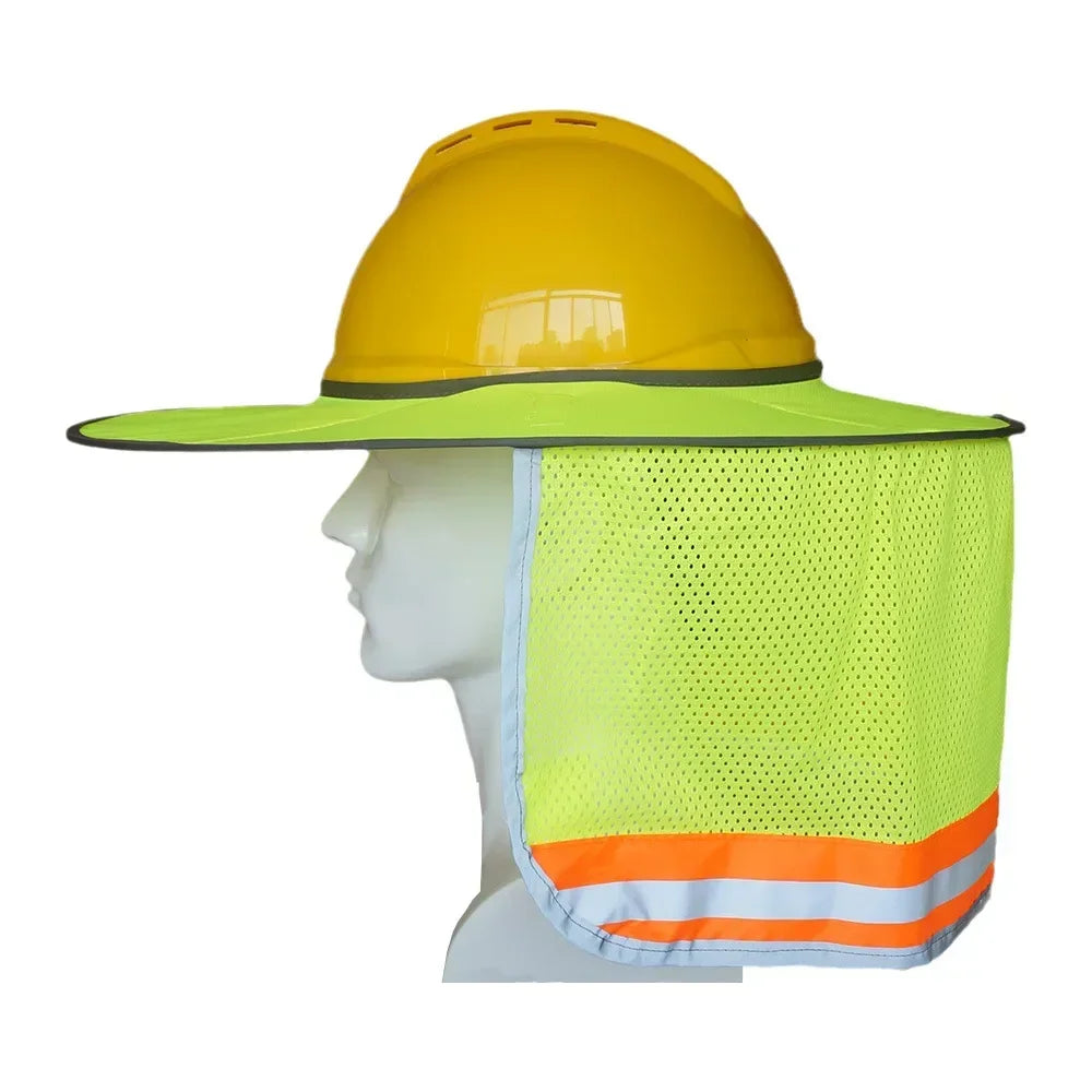 Summer Hard Hat Sun Shade, Reflective Protection Helmet Neck Shield for Construction Workers to Prevent Sunburn Qme Fluorescent yellow Without safetyhelmet