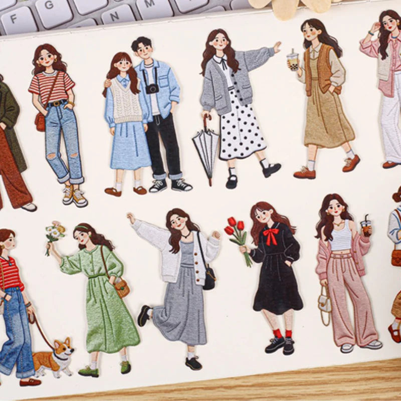 Vintage Fashion Girl Sticker Pack, BFF Theme Journal & Guka Decor Material, Must-Have for Stationery Lovers Qme