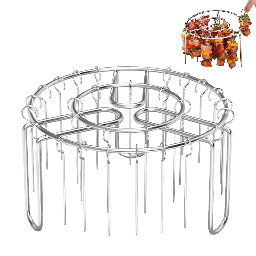 Oven Rack Stainless Air Fryer Skewer Rack Heat-Resistant Stainless Steel Grilling Skewer Rust-Proof Reusable Non-Stick Chef Tool Qme