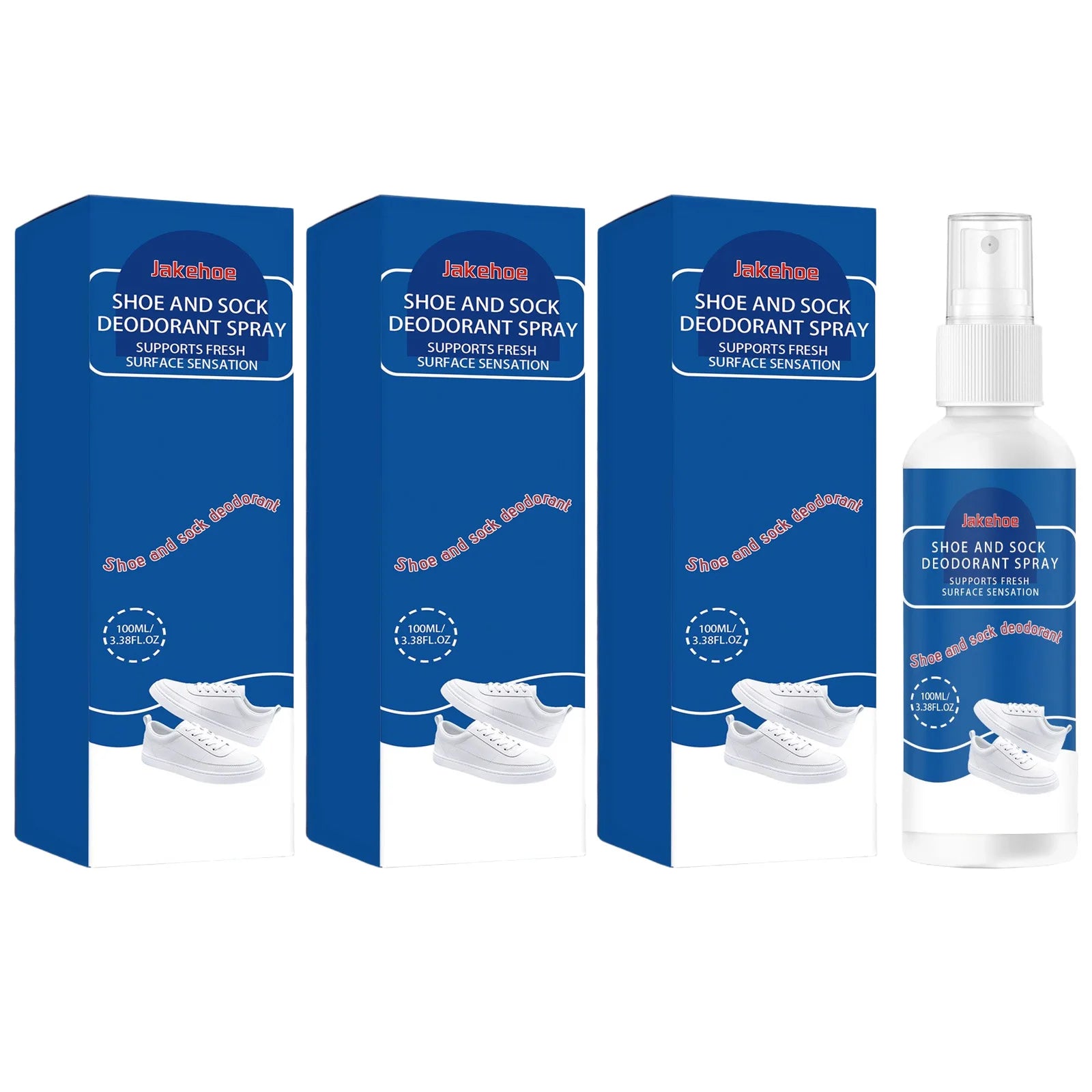 Shoe & Sock Deodorant Spray Neutralizing Unpleasant Odor Reducing Bacterial Growth Quick-Dry Deodorizer Footwear Freshener Spray Qme 3 x 100ml Boxed
