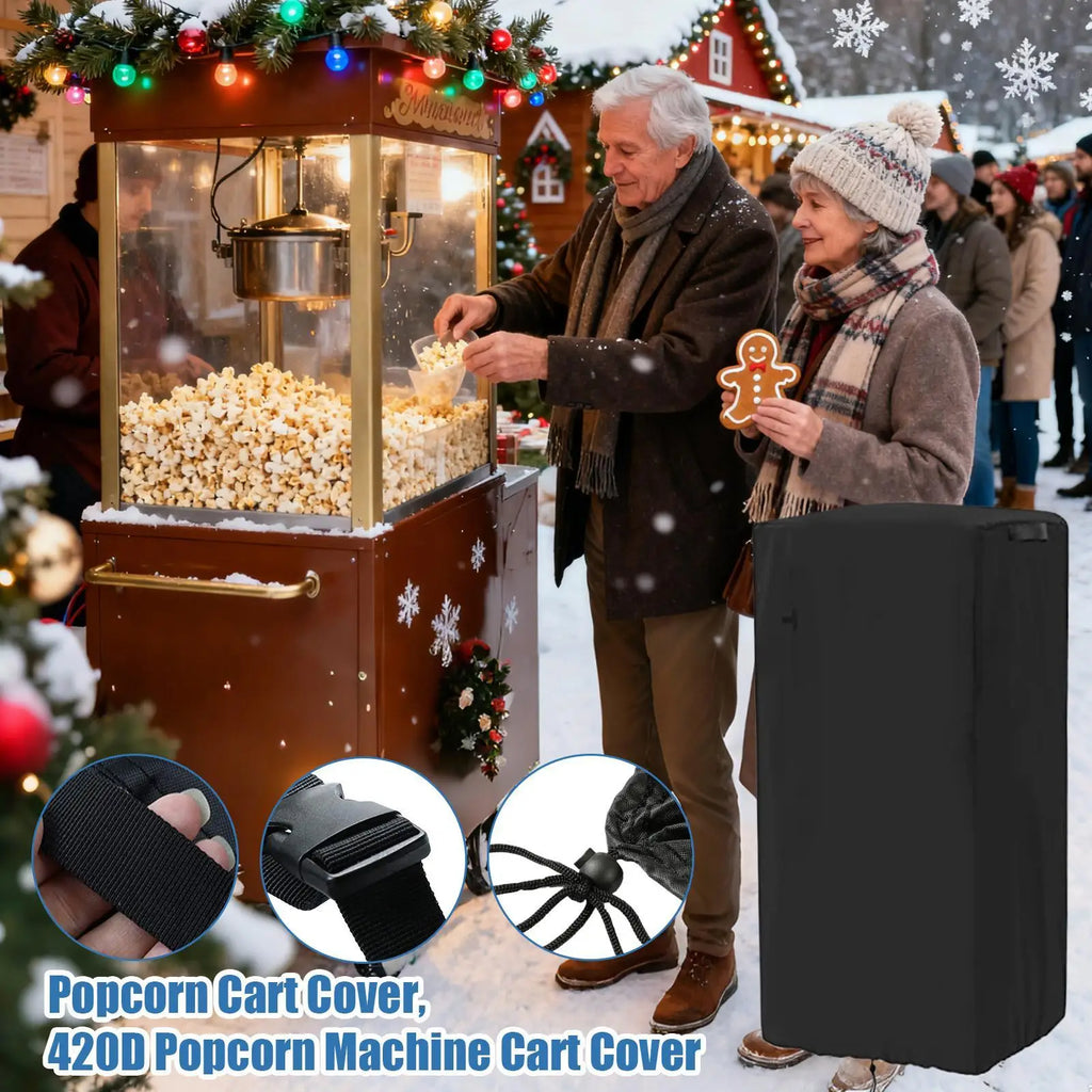 Popcorn Machine Cart Cover Dustproof Waterproof Heavy Duty 420D Machine Sleeve Cart Covers Popcorn Maker Protector For Outdoor Qme