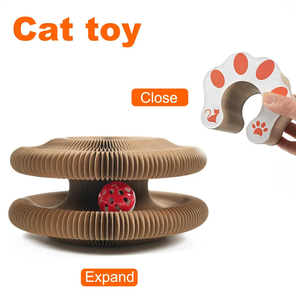 Cardboard Cat Scratcher Foldable Cat Ball Track Toy Pet Games for Hunting Simulation Mental Stimulation Exercise Training Indoor Qme