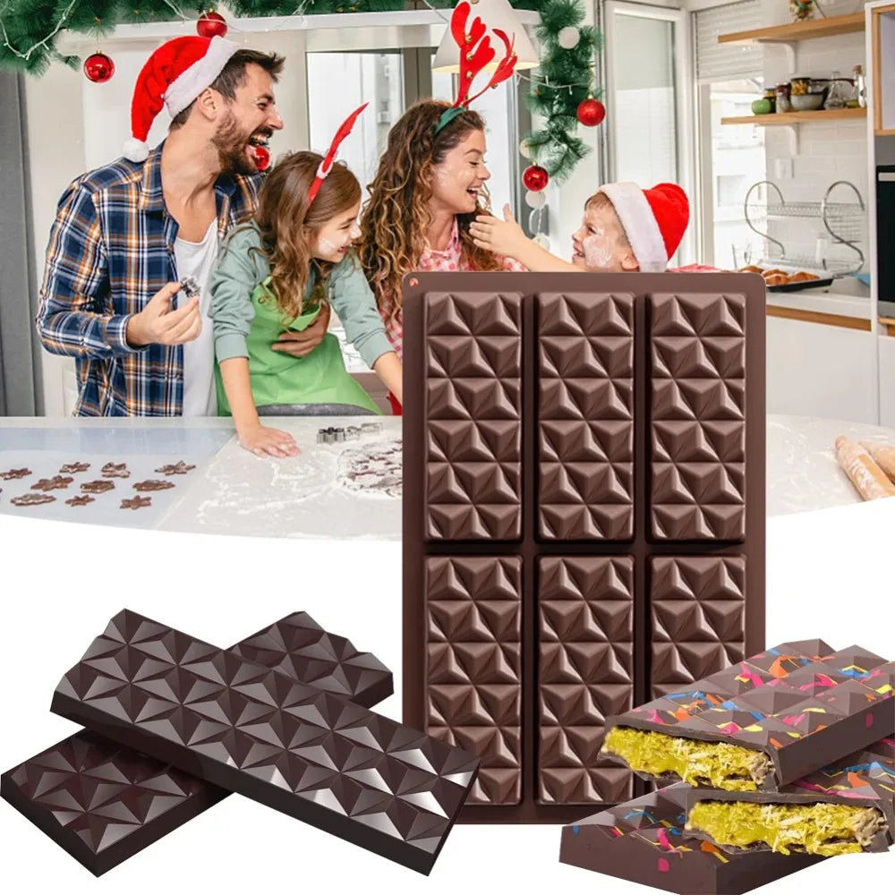 6 Cell Silicone Triangle Diamond Candy Mould DIY Chocolate Baking Qme