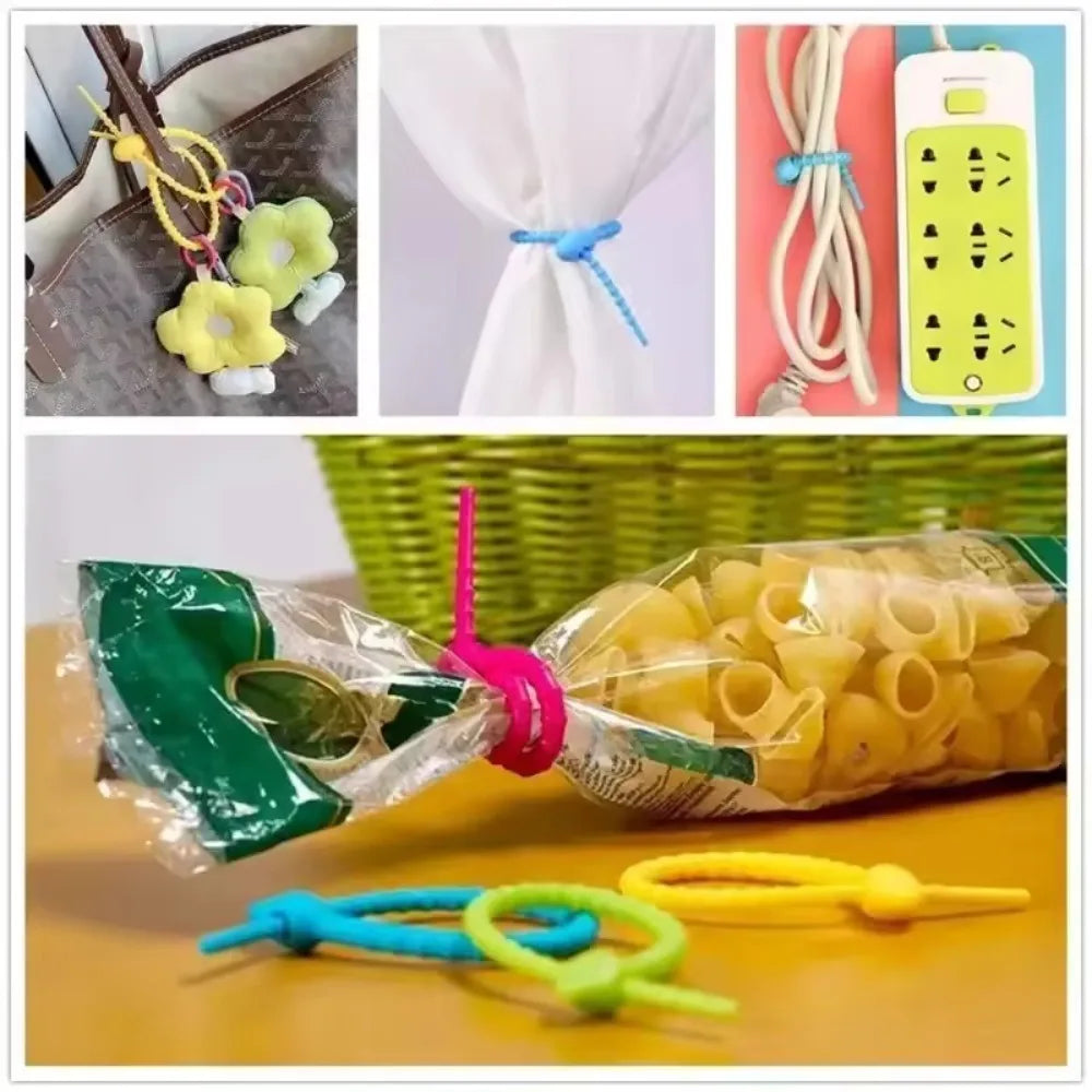 50/10pcs Reusable Cable Wire Organizer Storage Bag Tie Silicone for Winder Storage Holder Bag Ties Cord Clip Earphone Line Clips Qme