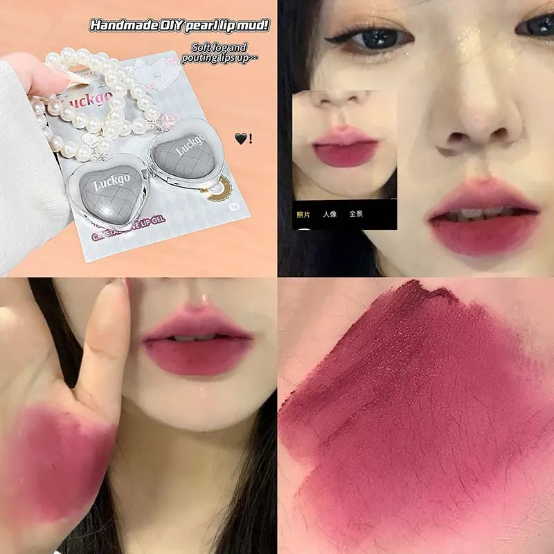 Mini Heart Shape Water Matte Mist Lip Llaze Mirror Gloss Pearl Qme G05-01