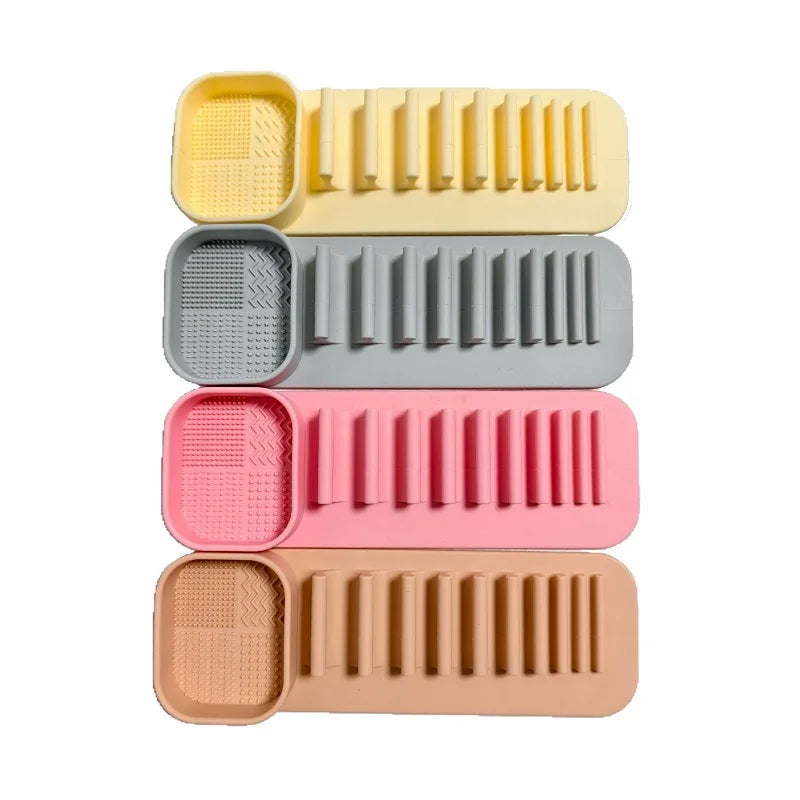1/2/3/4 Pcs Silicone Makeup Brush Cleaner Tool Wall Mounted Suction Cup Makeup Brush Drying Rack Cleaning Drying Makeup Brush Qme 4 pcs mix color CN