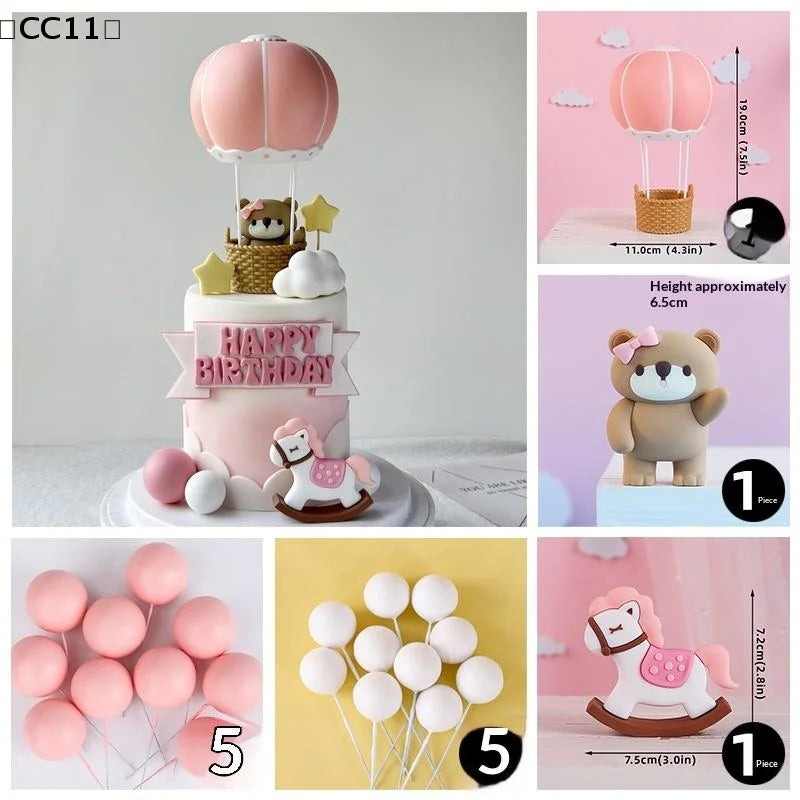 Blue Pink Air Balloon Cake Topper Gender Reveal Party Decoration Kids Qme