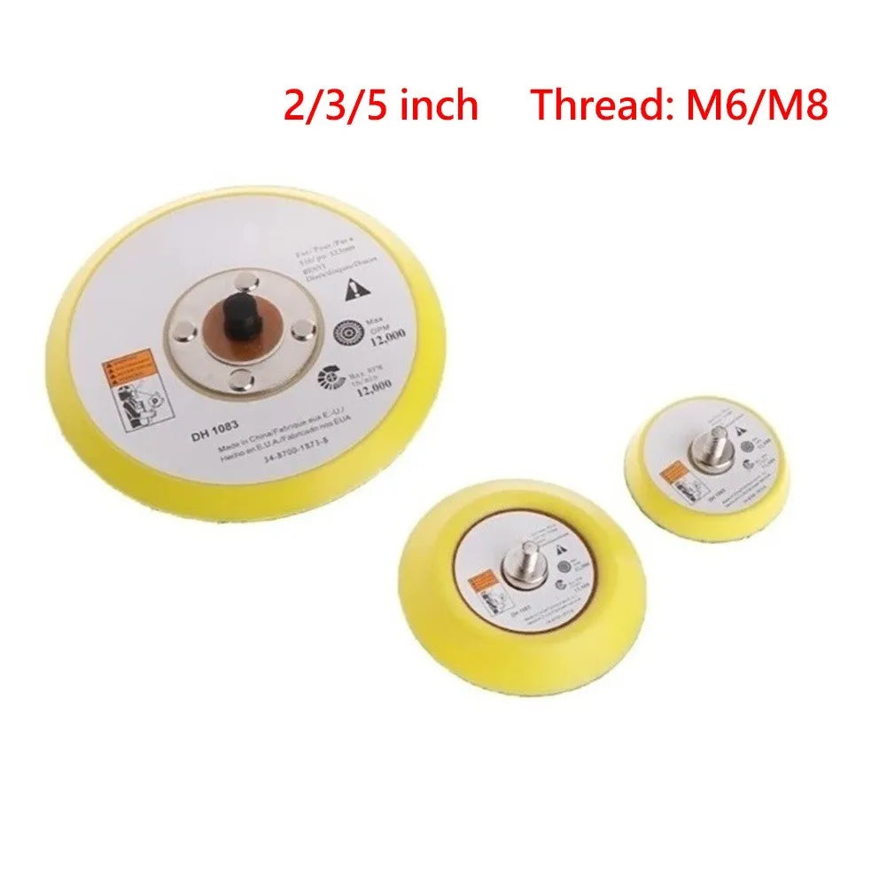 2/3/5 Inch Polishing Sanding Disc M6/M8 Backing Pad Hook /Loop Backer Plate Polishing Pad For Pneumatic Sander Qme