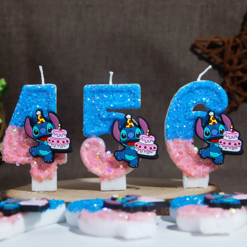 Prince Stitch Digital Candles New Ultra-Glittery Design Birthday Cake Decorations with Festive Candles Qme