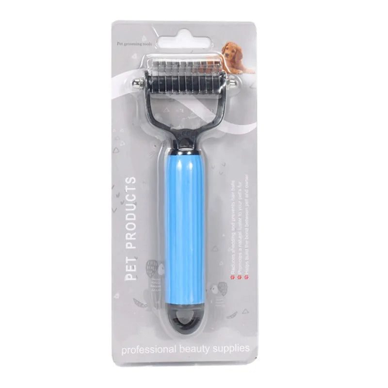 Professional Universal Double Sided Stainless Steel Pet Detangling Qme blue-small-11 teeth