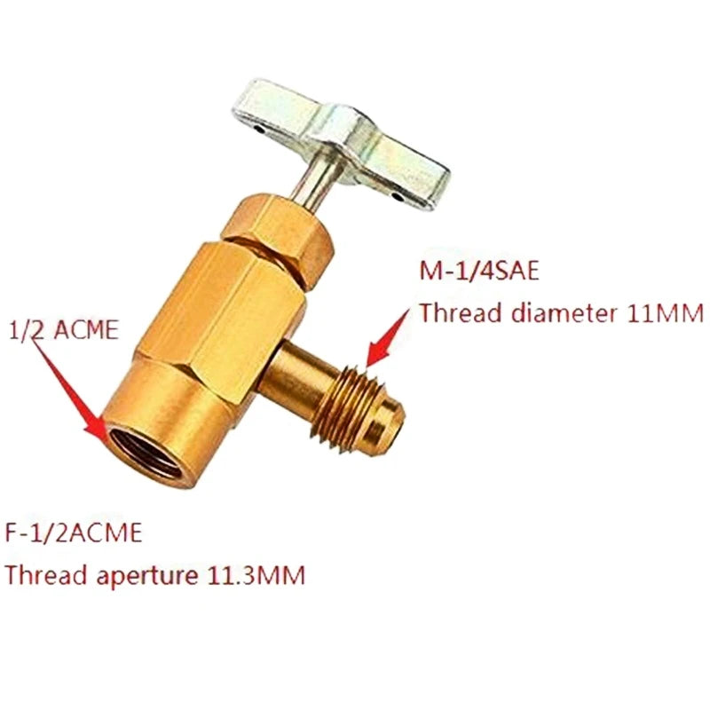 1/4 Thread Adapter R-134a Refrigerant Can Dispensing Bottle Tap Opener Valve 60*35mm Car Air Conditioner Auto Car Accessories Qme
