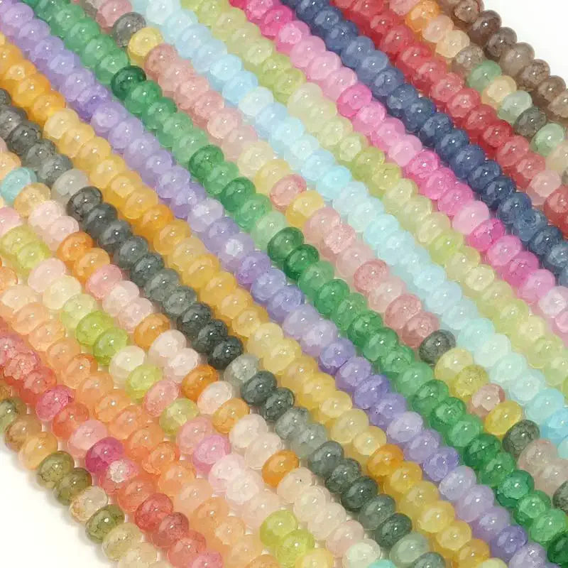 5x8mm Colorful Loose Glass Beads Abacus Flat Round Style for DIY Jewelry Making Home Craft Activities Qme