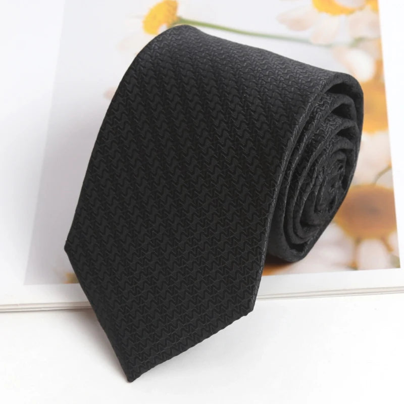 Men Classic Black Tie Luxury 8CM Necktie Stripes Ties for Man Groom Jacquard Woven Elegant Neck Tie for Business Wedding Party Qme A4