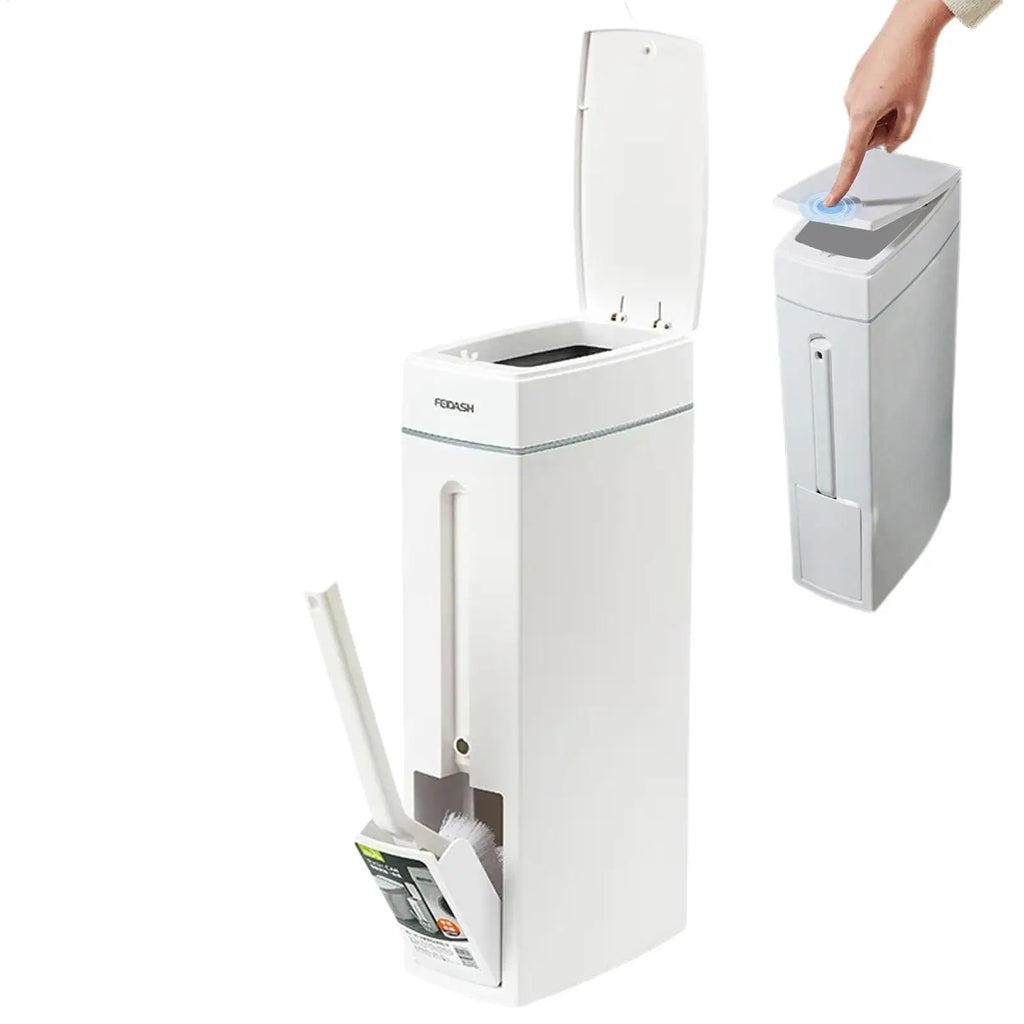 Trash Can Bathroom Trash Can Toilet Brush Combo Save Space Small Trash Can Lid Bathroom Accessories Narrow Garbage Can Qme
