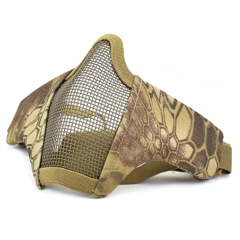 Tactical Lower Face Protective Mask for Hunting, Paintball, CS, Adjustable Military Tactical Protective Mesh Half Face Mask Qme 5