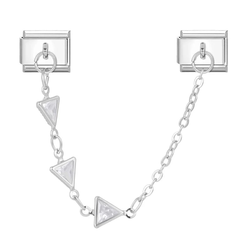 Italian Charm Module Inlaid Crystal Zircon Tassel Chain Buckle Bead