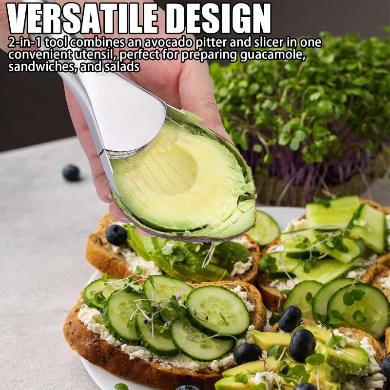 Stainless Steel Avocado Cutting Machine 2 in 1 Paring Knife Kiwi Slicer Peeling Knife Kitchen Gadgets Fruit and Vegetable Tools Qme