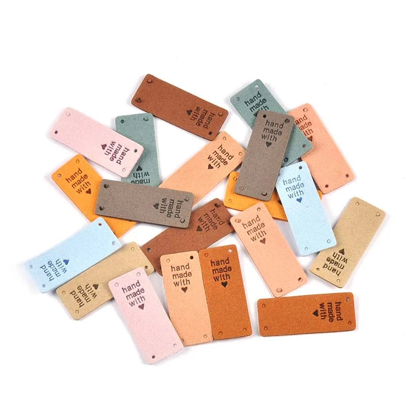 20Pcs 2x5cm Colorful Letter Handmade Crafts Embossed Labels For Sew On Clothes Accessories Garment Leather Tags DIY Supplies Qme
