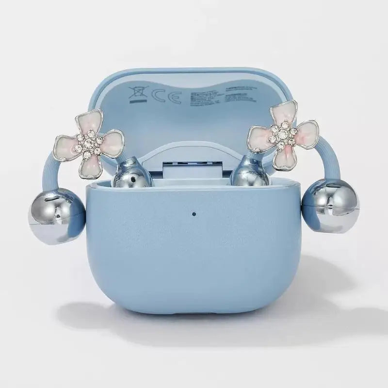 Flower Design Headphone Rhinestones Buckles Clip Ear Hook Accessory Qme