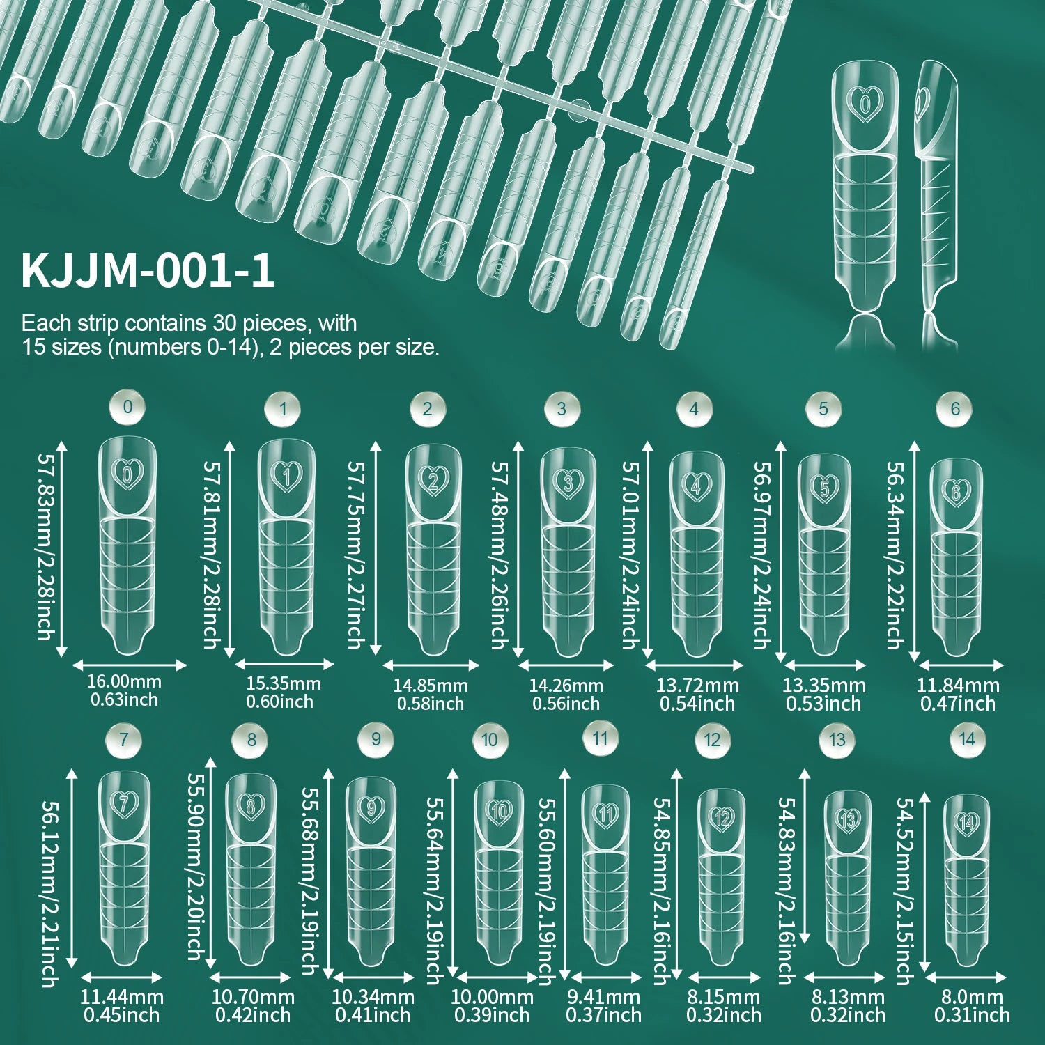 Nailpop Space French Dual Forms 15 Sizes 60 Transparen Reusable Nail Qme Space-150pcs OPP bag