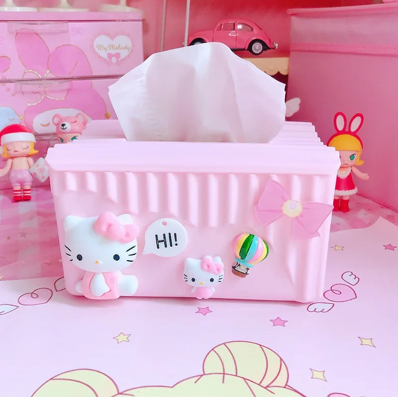 Hello Kitty Pink Creative and Cute Tissue Box Bathroom and Household Tissue Holder, Living Room Plastic Napkin Holder Qme 15
