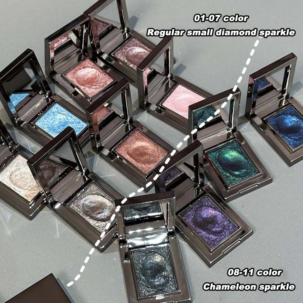 Metallic Glitter Pearlescent Eyeshadow Cream Chameleon Sparkling Mashed Potato EyeShadow Shimmer Brightening Highlighter Qme