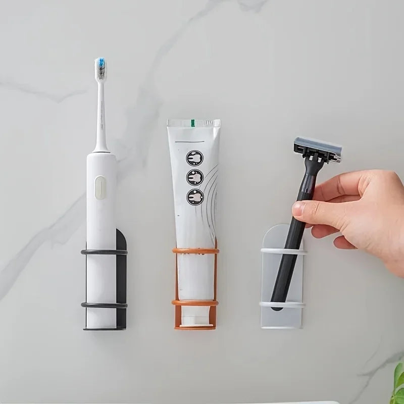wall mounted toothbrush holder, no drilling required, durable material, shaver holder storage rack, toothbrush storage rack Qme