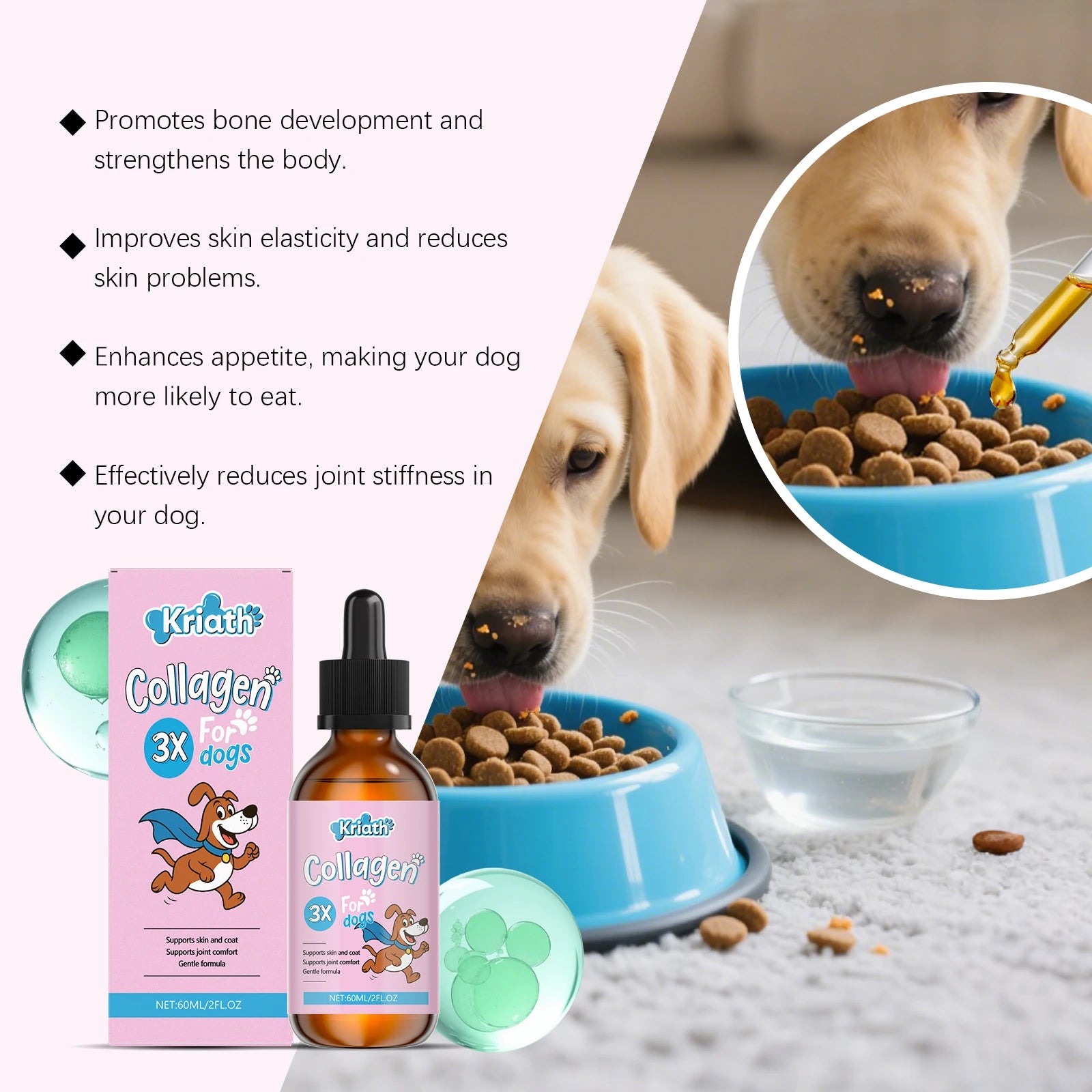 Pet Collagen Drops Effectively Maintain Cartilage Health Support Joint Mobility Promote Joint Lubrication Pet Dietary Supplement Qme