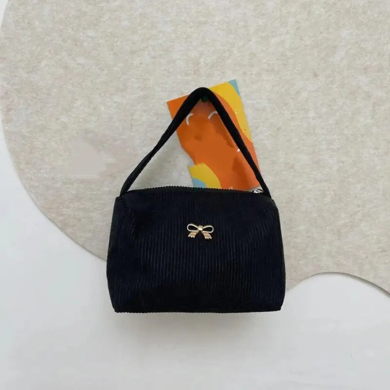 Cosmetic Bags For Women Plush Cute Handbag Soft Comfortable Large Capacity Trendy Handbag For Women With Handle Qme Black
