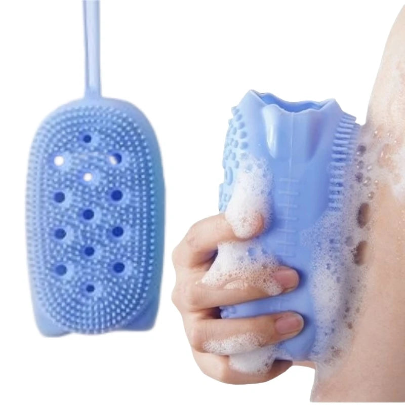 Silicone Shower Sponge Brush Wall Mounted Soap Bubble Bath Brush Double-Sided Massage Cleansing Brush Exfoliating Shower Sponge Qme