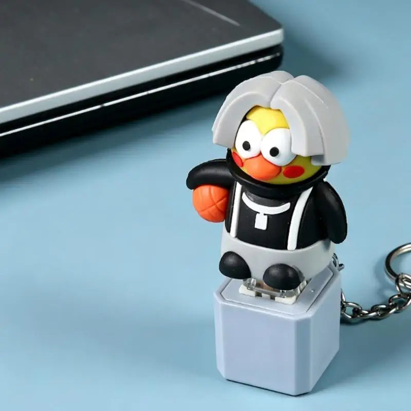 Cartoon Chicken Fidget Toy Keychain Sound Light Effects Sensory Qme