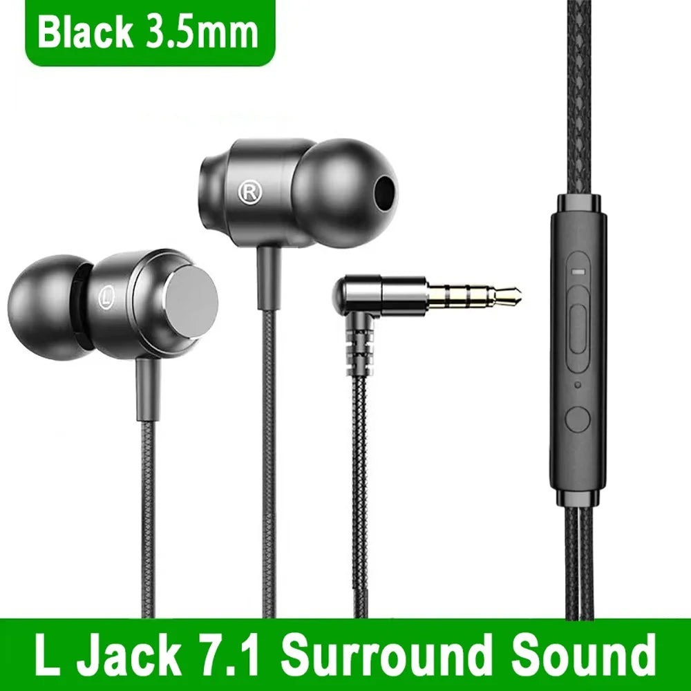 Digital Chip Wired Gaming Headset Type C 3.5mm HIFI Heavy Bass In-Ear Headset For iPhone Huawei Xiaomi Noise-cancelling Headset Qme Black Round-hole
