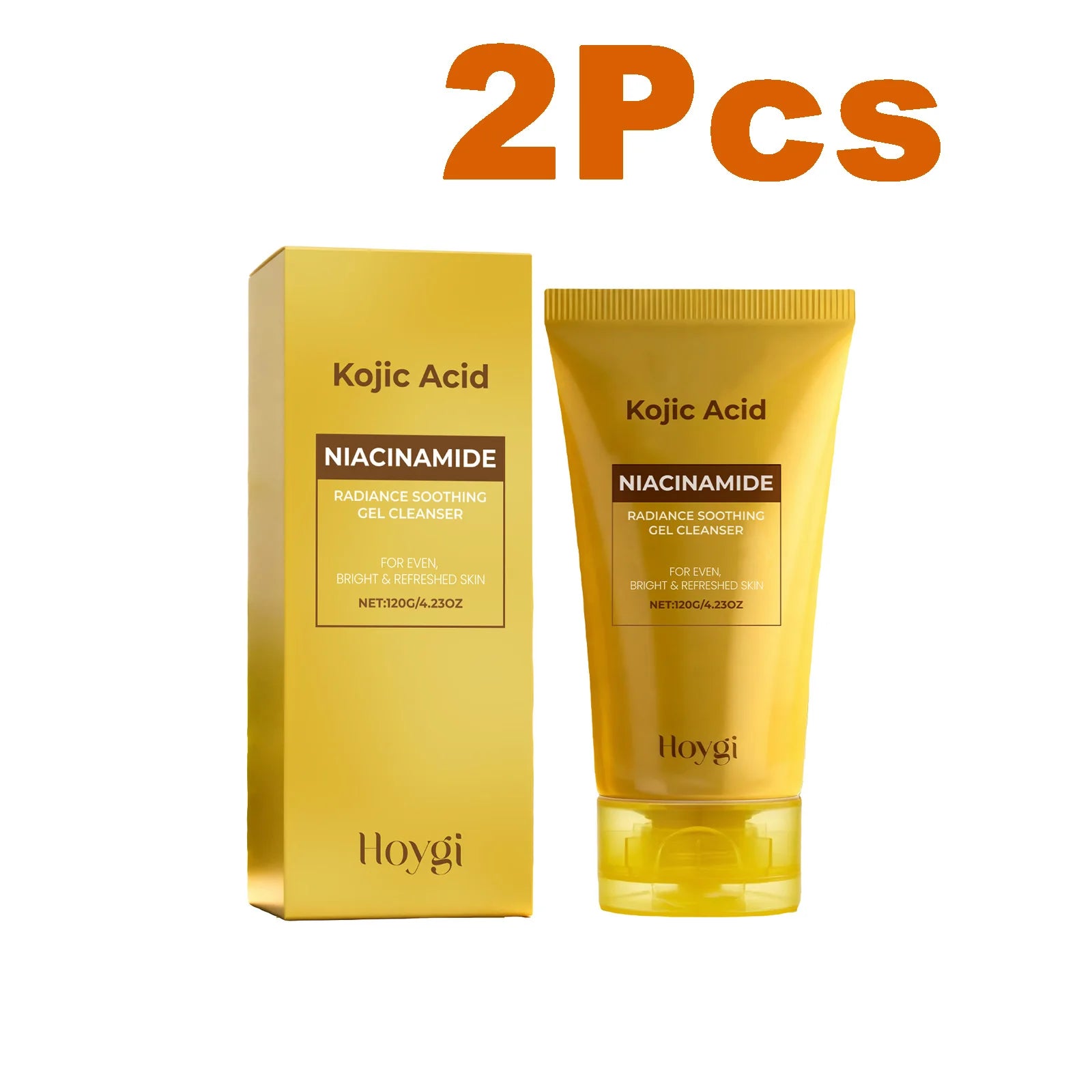 Kojic Acid & Niacinamide Face Wash Brightening Facial Cleanser for Dark Spots & Glowing Skin Evens Skin Tone Acne Scar Care Qme 2 x 120g Boxed