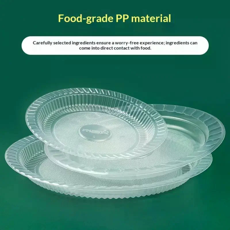 50PCS Disposable Circular Fruit Plates Transparent Plastic Snack Plates Plates Multifunctional Food Home Kitchens Party Supplies Qme