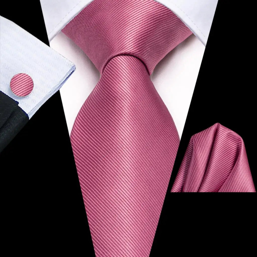 Hi-tie Solid Orange Blue Mens Fashion Necktie Handkerchief Cufflinks