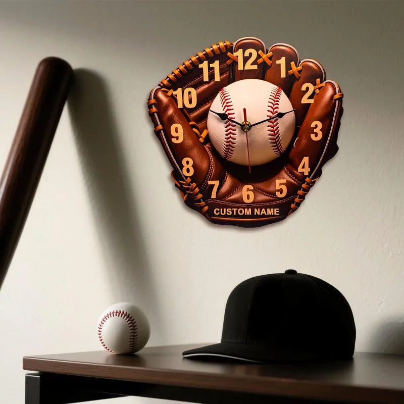Bring Spirit Baseball Home Vintage Glove Wall Clock Sports Qme