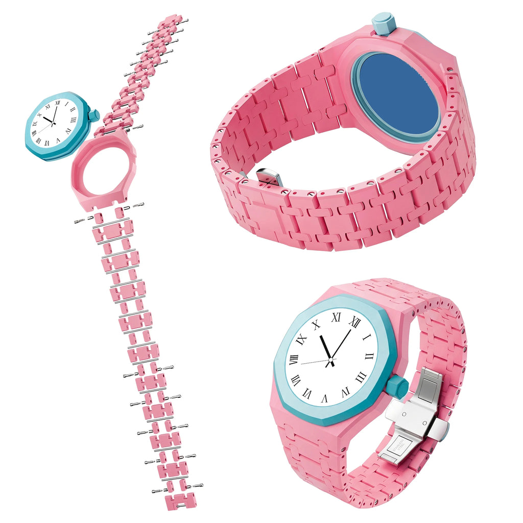 Ceramic Case Mod Kit Compatible with Swatch X AP Royal POP Changer Watch Full Case+Link Bracelet Strap Watch Mod Accessory Qme