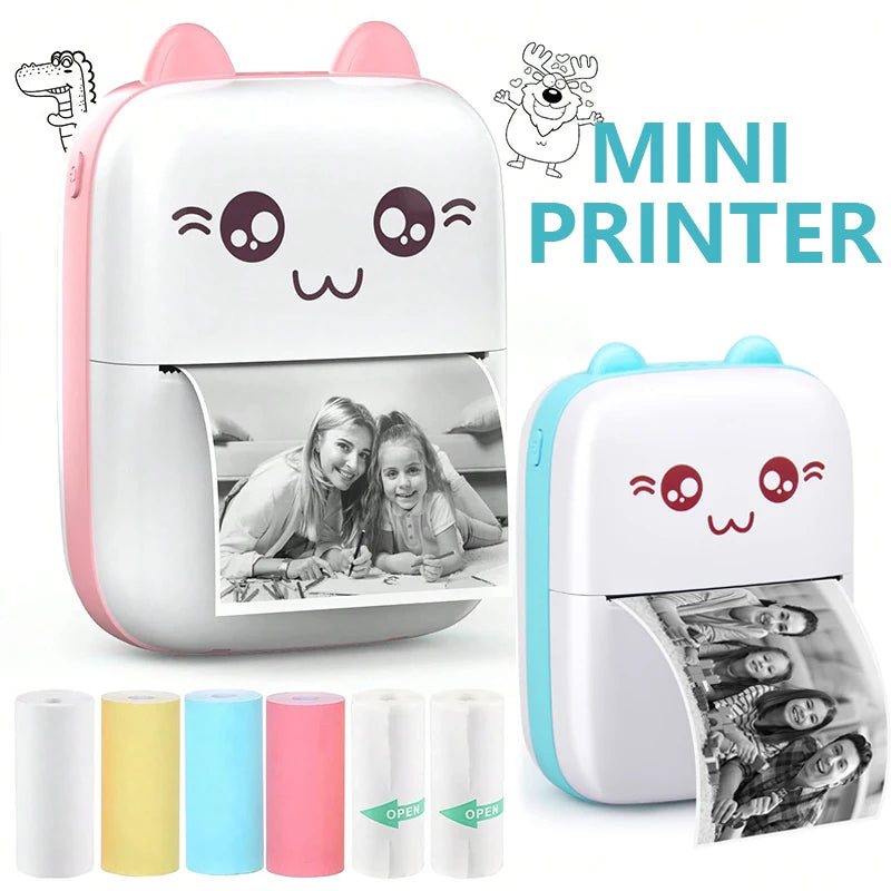 58mm Mini Portable Thermal Printer Wireless Bluetooth Mobile Pocket Photo Printer Memo Wrong Question HD Printing With USB Cable Qme