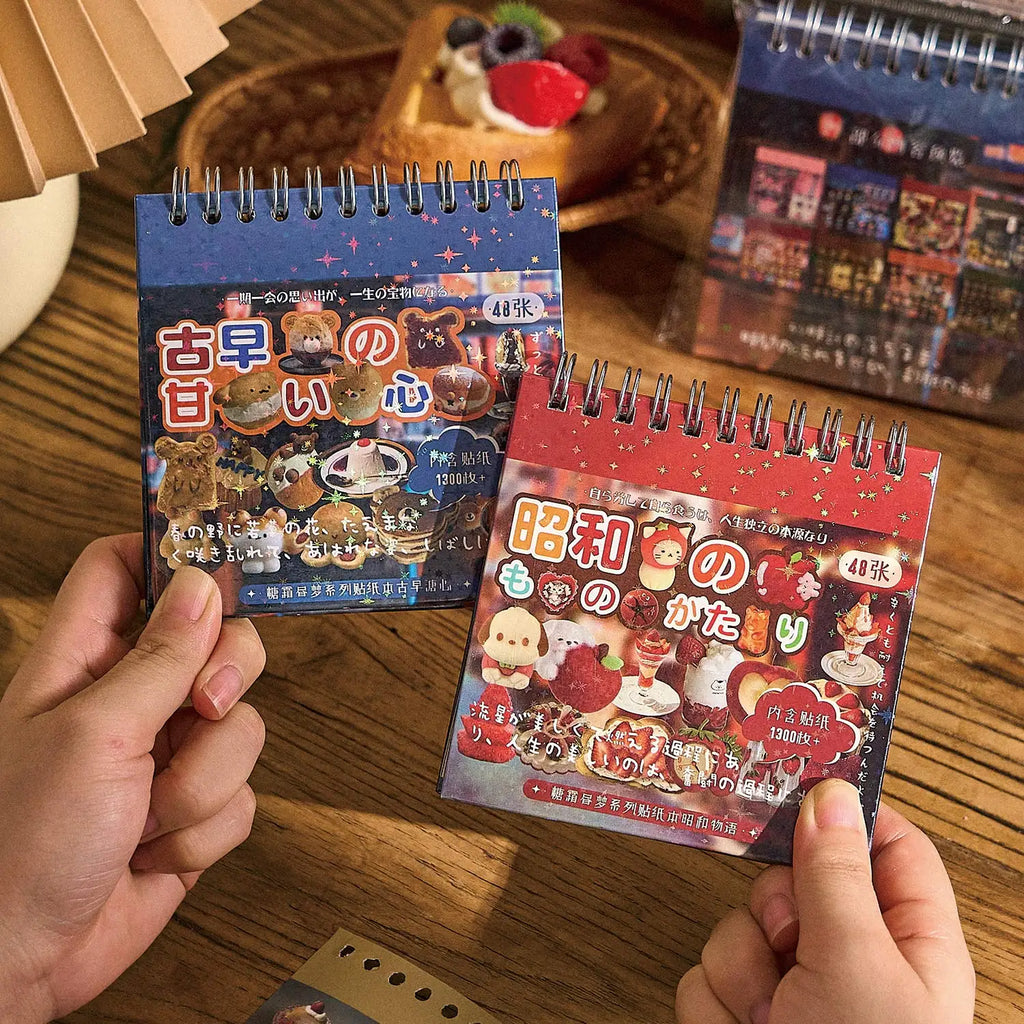 45/48 Pcs/book Cute Die-cut Flash Aesthetic Stickers Book DIY Scrapbooking Phone Case Decoration Collage Japanese Stationery Qme