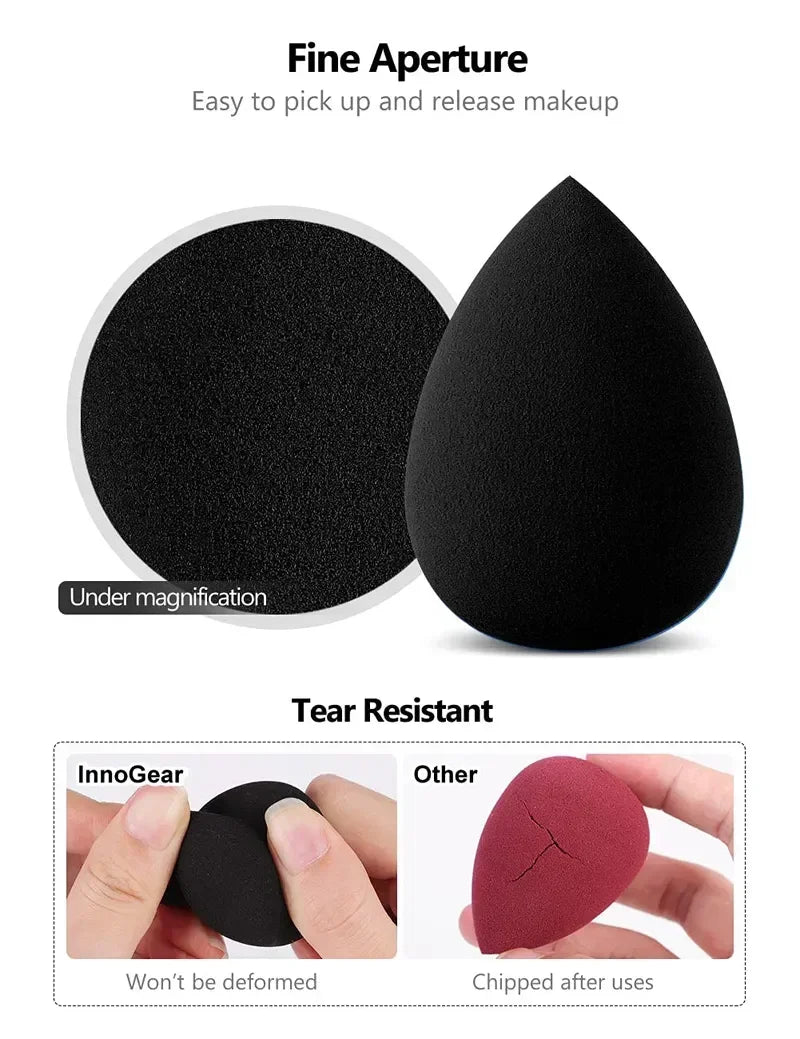 10 Pcs Black Makeup Sponges Tools Applicator Super Soft Sponge Powder Blender Smooth Foundation Contour Blending Cosmetic Puff Qme
