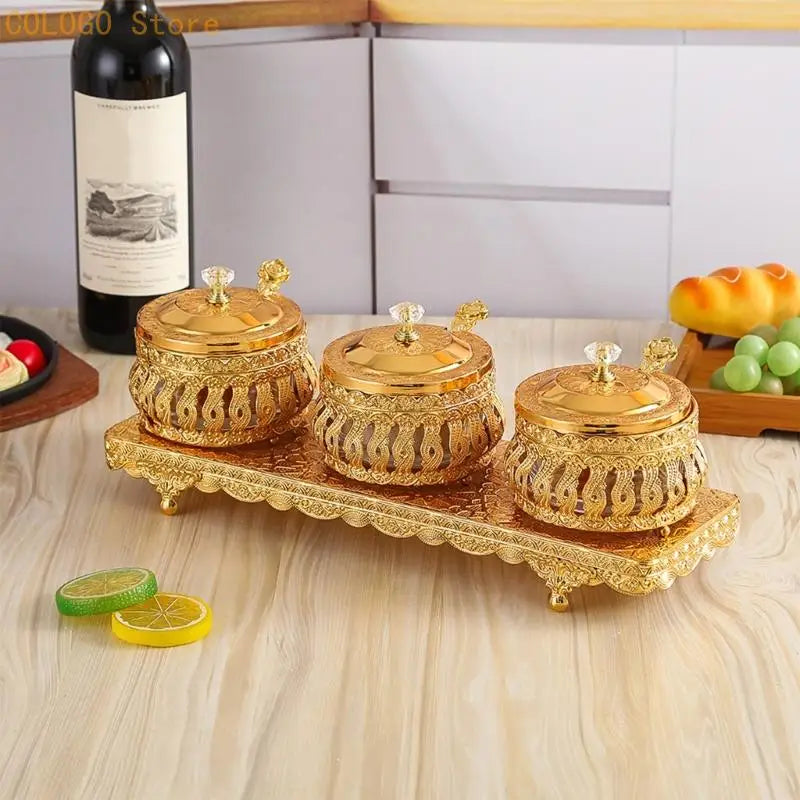 Condiment Holder Seasoning Storage Canisters Lid Spoon Sturdy Base Qme