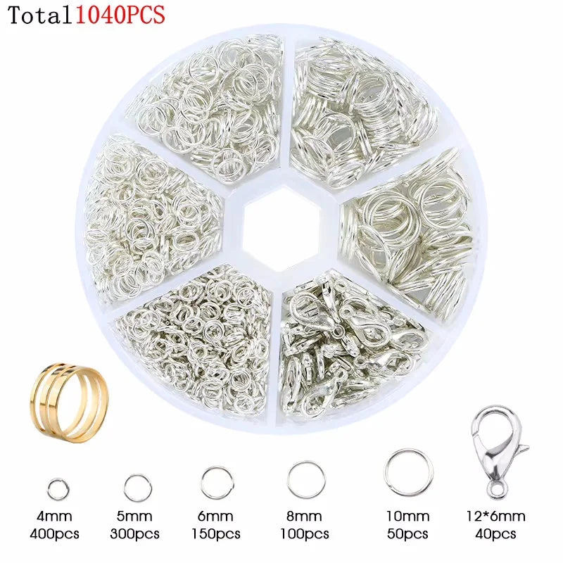 Alloy Accessories Jewelry Findings Set Earring Making Kit Lobster Clasp Open Jump Rings Repair Tools DIY Jewelry Making Supplies Qme 16